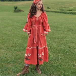Honeybea Handmade Linen Folk Dress